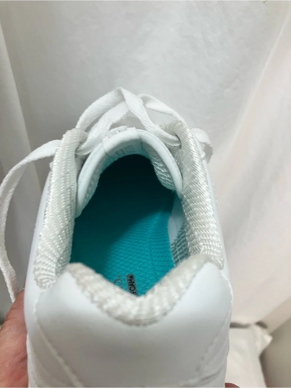 Skechers White Lace-Up Sneakers with Teal Insole